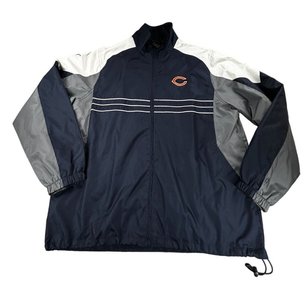 Reebok NFL Chicago Bears Windbreaker Jacket L Navy & Gray Team Apparel